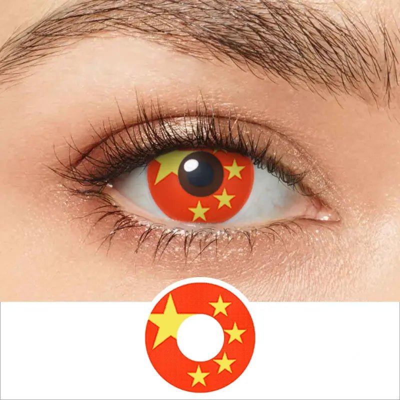 ComicPie Five - Starred Red Flag Cosplay&Halloween Colored Contact Lenses RY071 - ComicPie