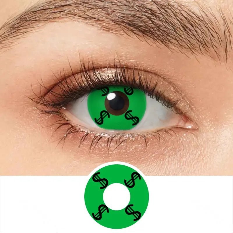 ComicPie Green Dollar Sign Cosplay&Halloween Colored Contact Lenses RY300 - ComicPie