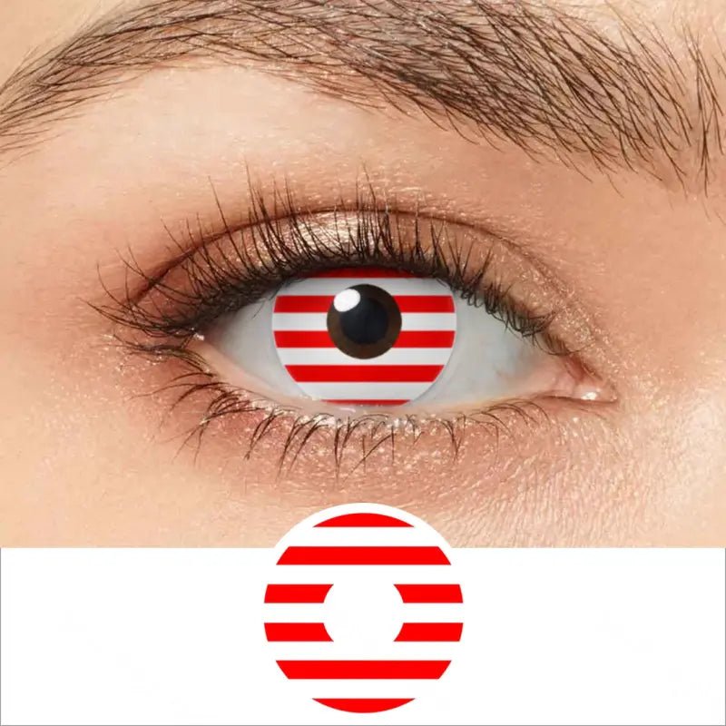 ComicPie Red And White Striped Cosplay&Halloween Colored Contact Lenses RY317 - ComicPie