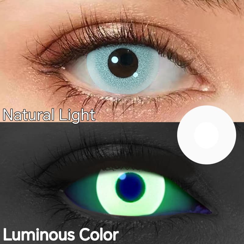 Comicpie&UV Glow Colored Contact Lenses Cosplay&Halloween F1 White - ComicPie